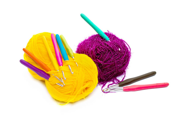 Yarn and crochet hooks - Фото, зображення