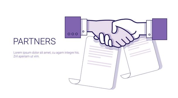 Partners Handshake Icon Business Concept Partnership And Agreement Web Banner With Copy Space - Vector, Image