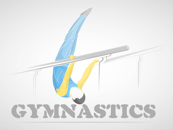 Estilizado, gimnasta geométrica, barra de gimnasia, barras paralelas
 - Vector, Imagen