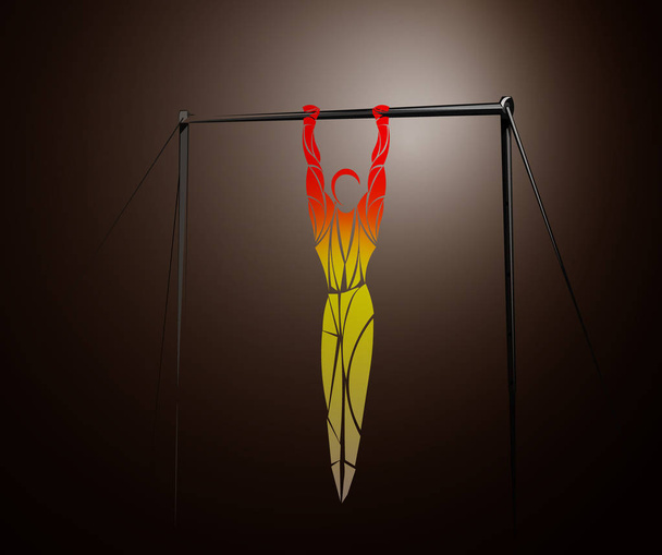 Спортивная гимнастика в неровных барах
 - Вектор,изображение