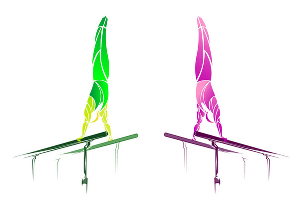 Geometrické, stylizované gymnastka, gymnastické bar, bradla - Vektor, obrázek