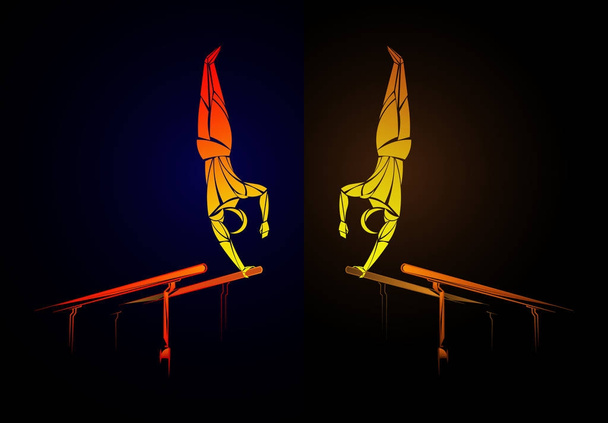 Стилизованная, геометрическая гимнастка, гимнастический бар, параллельные брусья
 - Вектор,изображение