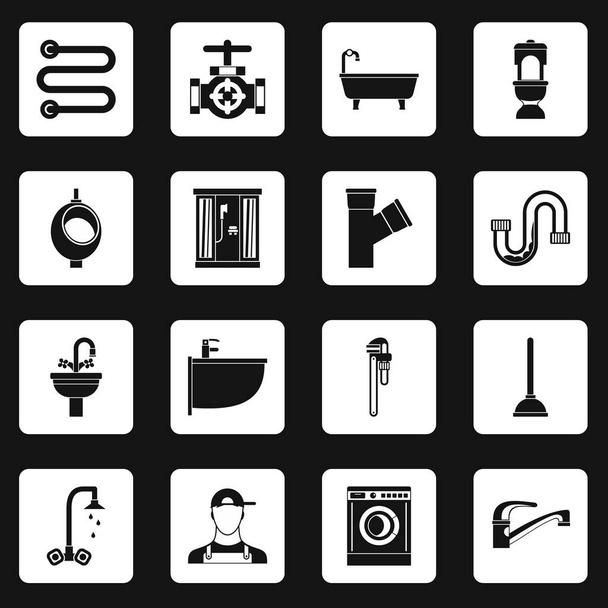 Plumbing icons set squares vector - Wektor, obraz