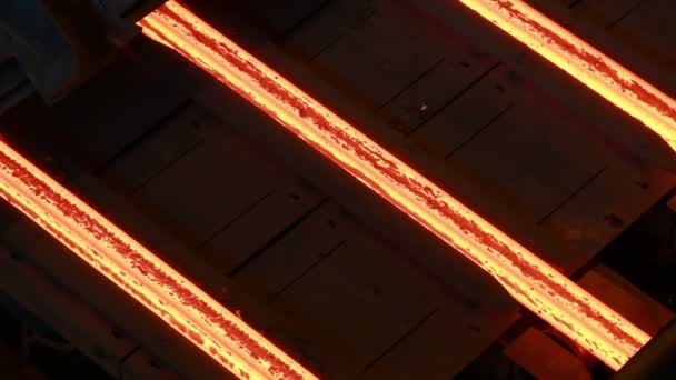 molten steel casting and rolled steel production at metallurgical works - Footage, Video