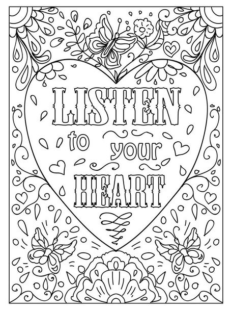 Quote adult coloring page - Fotoğraf, Görsel