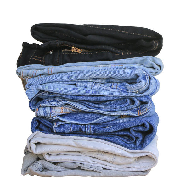 Mavi jeans yığını  - Fotoğraf, Görsel
