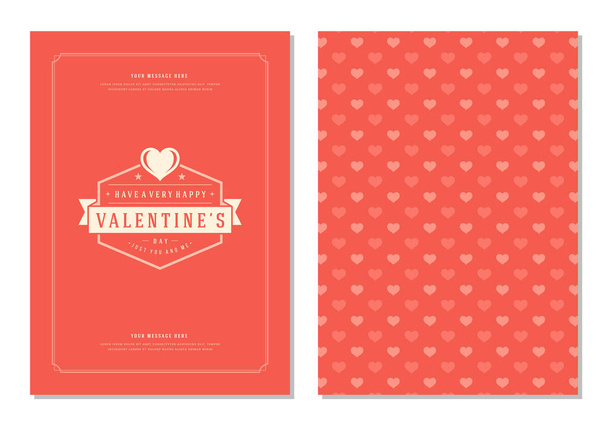 Happy Valentines Day Greeting Card or Poster Vector illustration. Retro typography design and pattern background. - ベクター画像