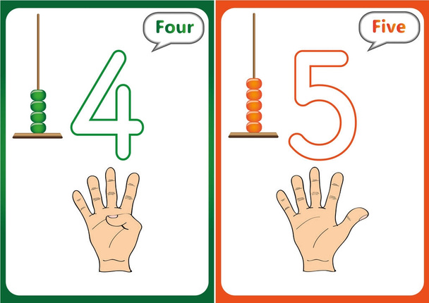 aprender los números 0-10, Tarjetas Flash, actividades educativas preescolares
 - Vector, Imagen