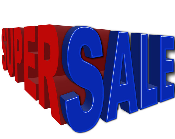 Stock Illustration - Super Sale Banner - Sign, Blue Sale, 3D Illustration, Isolated against the White Background. - Photo, Image