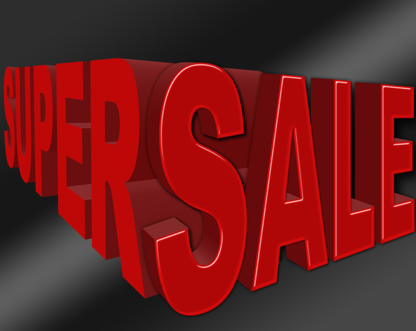 Stock Illustration - Super Sale Banner - Sign, Red Sale, 3D Illustration, Isolated against the Black Background. - Photo, Image