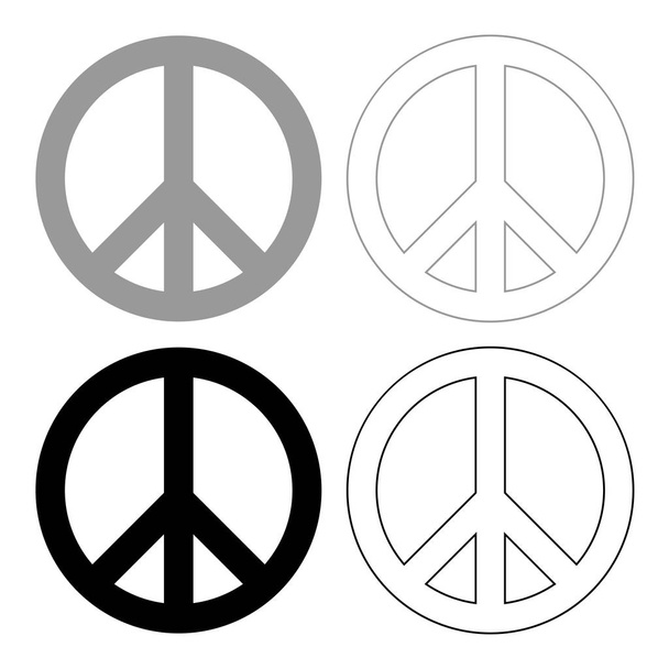 Signo de paz mundial icono símbolo. Ilustración gris y negro
 . - Vector, imagen