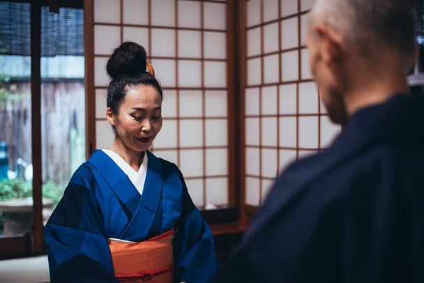 Senior couple lifestyle moments in a traditional japanese house - 写真・画像