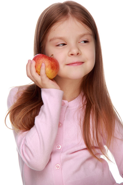 Little girl holding two apple - Photo, Image