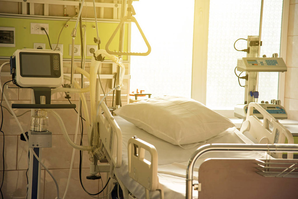 pillow on a modern medical bed and a special device in the moder - Photo, image