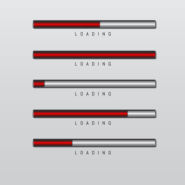 progress bar and loading red color on light grey background vector - Vetor, Imagem