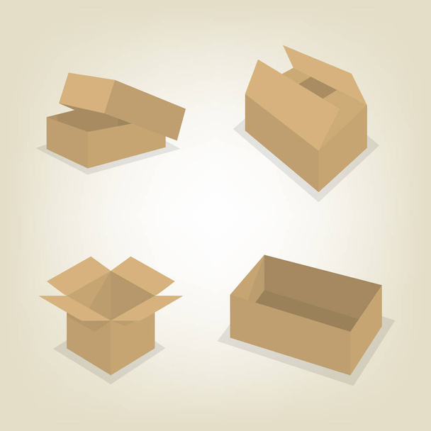 Flat icons of cardboard boxes, vector illustration. - Vector, Image