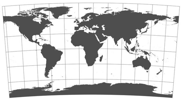 Mondo grigio in diverse proiezioni cartografiche. Griglia di 30 gradi di Meridiani e paralleli
. - Foto, immagini