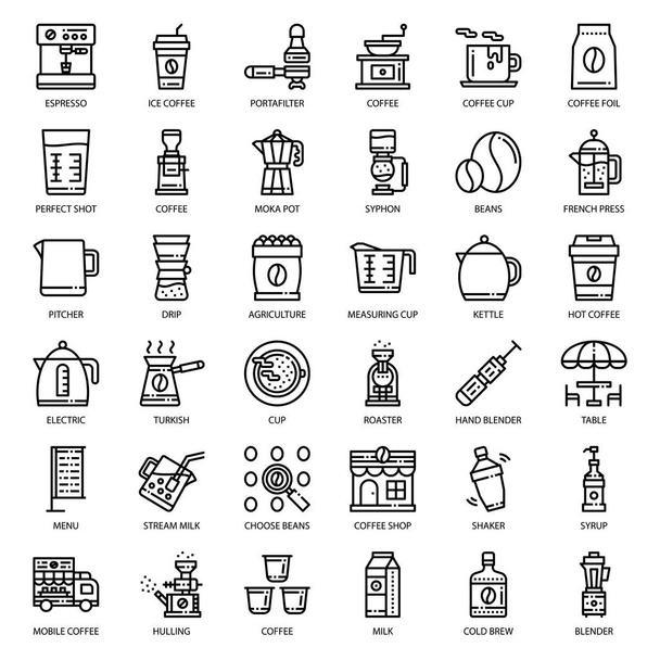 Premium Vector  Coffee accessories set coffee equipment icons vector  doodle illustrations