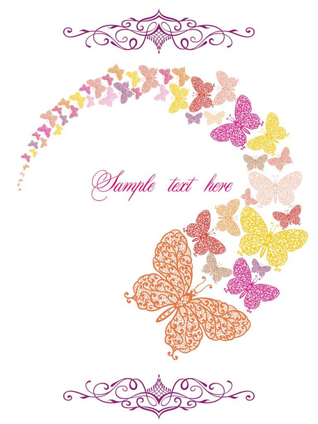 Spring card with butterflies - Vector, Image