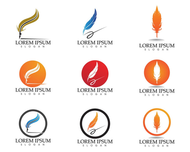 Feather pen write sign logo template app icons - Vector, Image