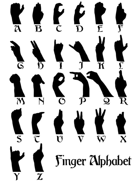 δακτυλικό αλφάβητο - Διάνυσμα, εικόνα