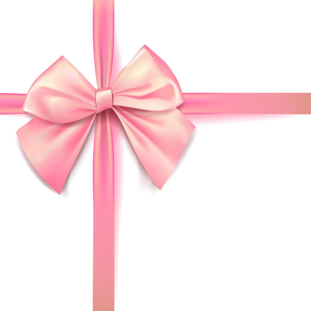 Розовый бант для упаковки подарков. Реалистичная векторная иллюстрация на тра
 - Вектор,изображение