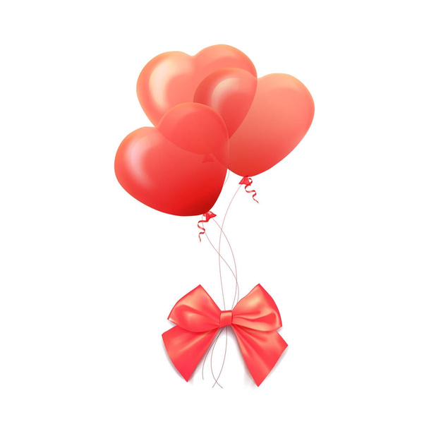 Feliz tarjeta de felicitación del día de San Valentín. Globo 3D rojo y rosa en f
 - Vector, Imagen