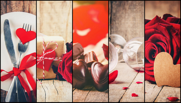 Collage aus Liebe und Romantik. Selektiver Fokus. - Foto, Bild