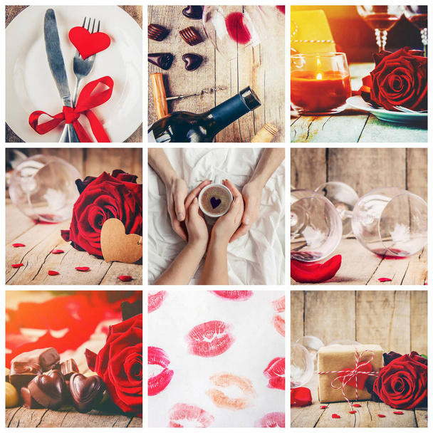 Collage of love and romance. Selective focus. - Photo, Image