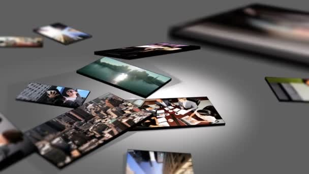 montáž digitálních tablety úspěšné městské obchodní - Záběry, video
