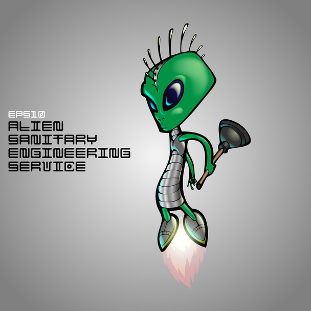Alien sanitary engineering service. Vector illustration. - Vector, Image