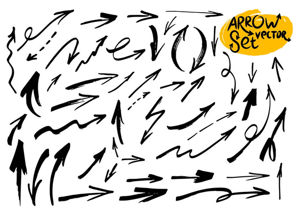 Sada grunge skici ručně akvarel doodle šipky. Vektorové ilustrace. Izolované na bílém pozadí - Vektor, obrázek
