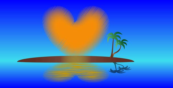 Island of the ascending heart. - Vector, Image