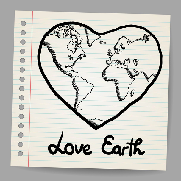 Dünya sevgi doodle vektör - Vektör, Görsel