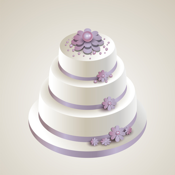 εικονογράφηση φορέας μια γαμήλια τούρτα με λουλούδια. - Διάνυσμα, εικόνα