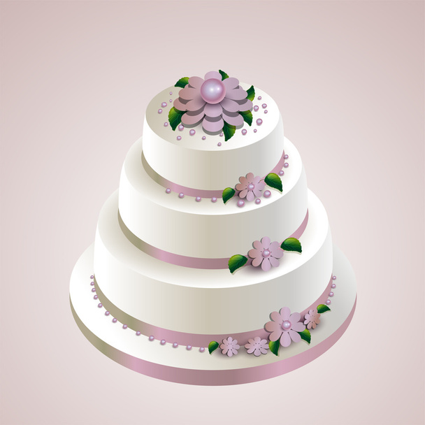 εικονογράφηση φορέας μια γαμήλια τούρτα με λουλούδια. - Διάνυσμα, εικόνα