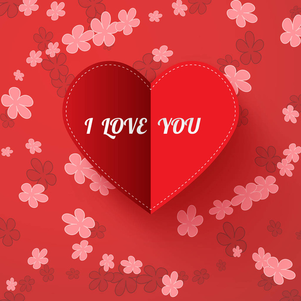 Κάρτα ημέρα του Αγίου Βαλεντίνου καρδιά Λευκή Βίβλο με το σύμβολο «σ ' αγαπώ" - Διάνυσμα, εικόνα