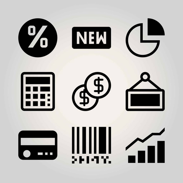 Technology vector icon set. sign, chart, dollar and credit card - Διάνυσμα, εικόνα