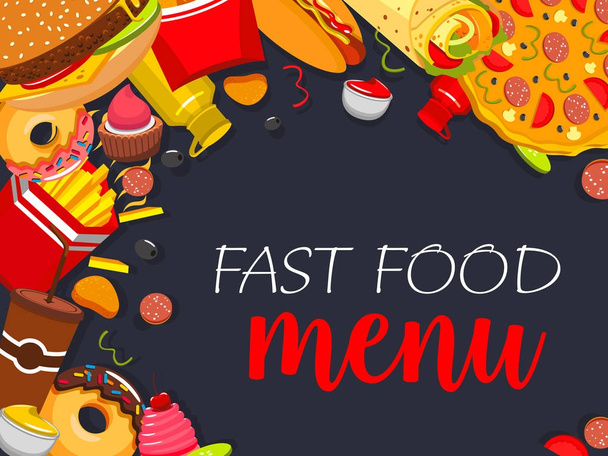 Fast food vector menu poster - Vector, Image