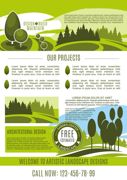 Vector poster for green landscape design company - Vector, Image