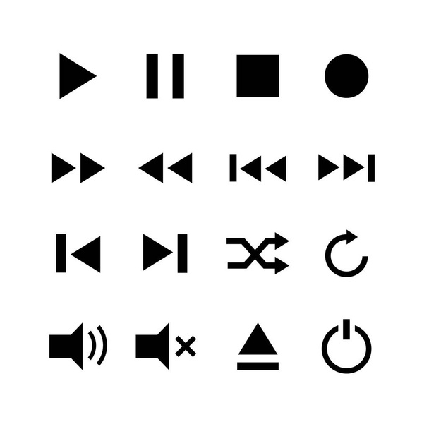 Set of media button symbol - Vector, Imagen