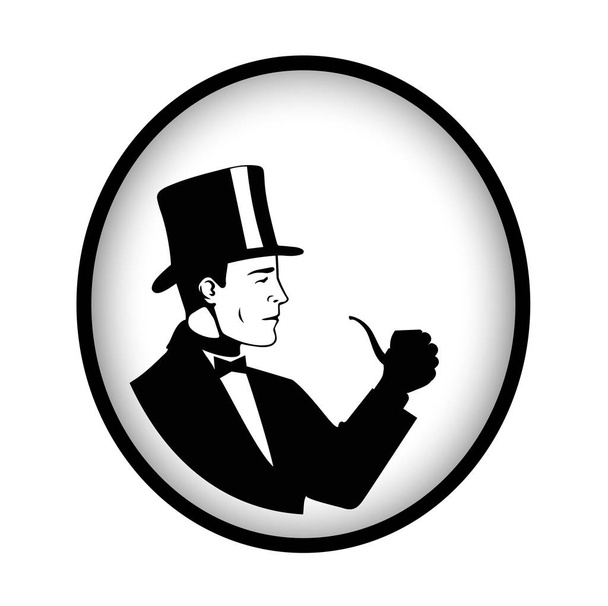 Icon of a gentleman with a pipe. - Vector, Image