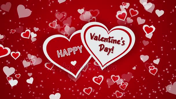 Happy Valentines Day z serca i świecące cząstek - Materiał filmowy, wideo