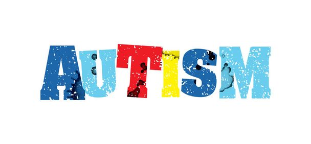 Концепция аутизма Красочная печать иллюстрации слова
 - Вектор,изображение