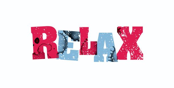 Relax Concept Colorful Stamped Word Illustration - Vector, Image