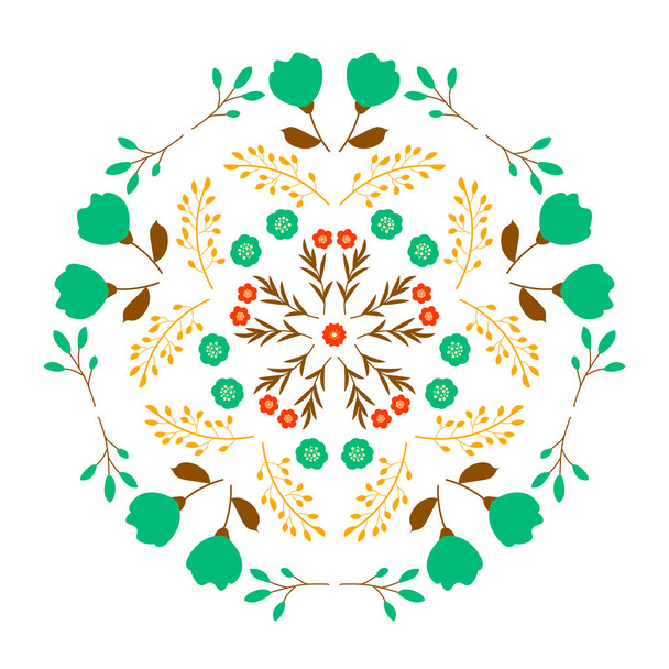 Decorative design of floral mirror pattern on white background.  - Вектор,изображение