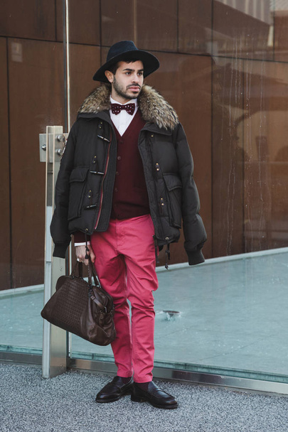 Fashionable man posing at Milan Men's Fashion Week - Photo, Image
