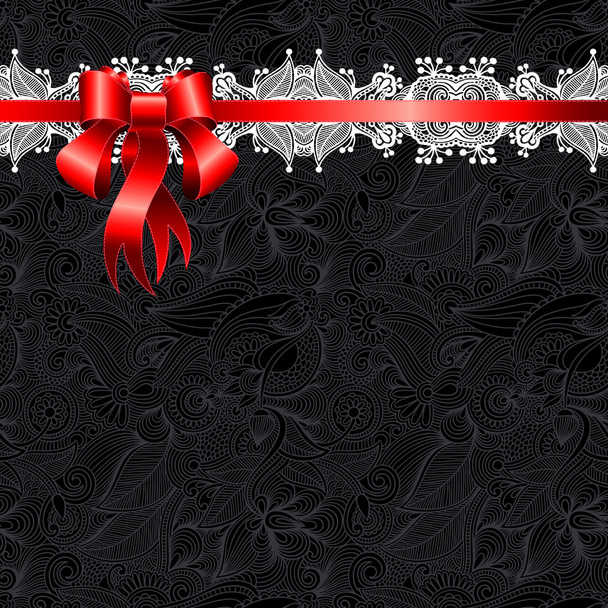 Holiday background with red ribbon - Vektor, Bild