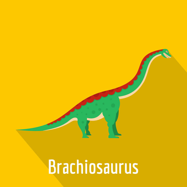 Brachiosaurus icon, flat style. - Vector, Imagen