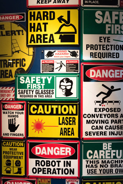 All kind of signs danger on a construction area - Photo, Image